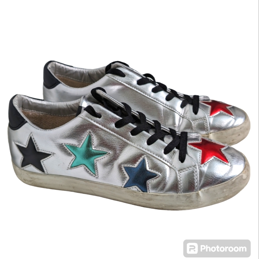 Silver Star-Embellished Women's Sneakers